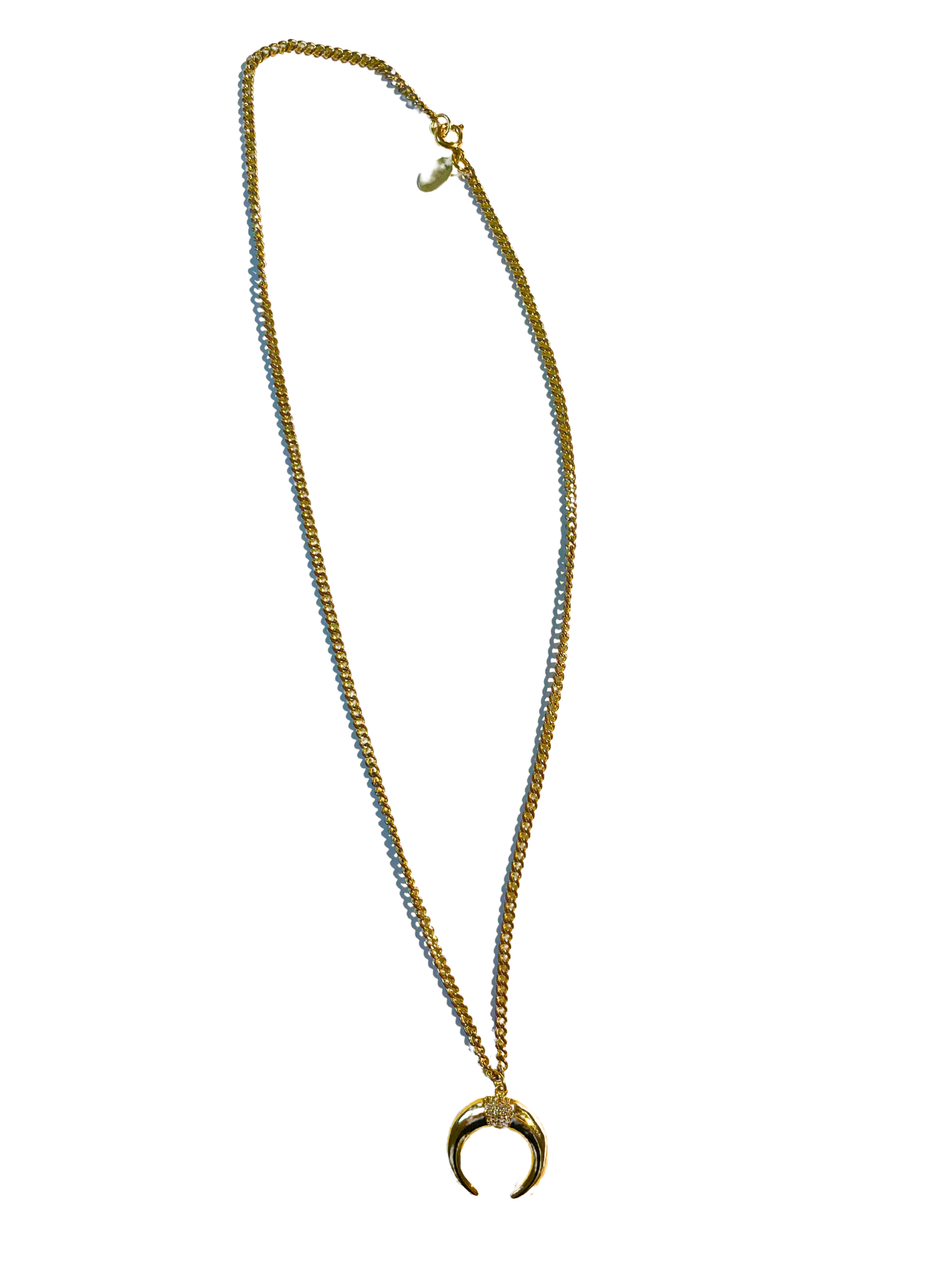 Horn Pendant on Gold Curb Chain — TOTEM by afton | handmade